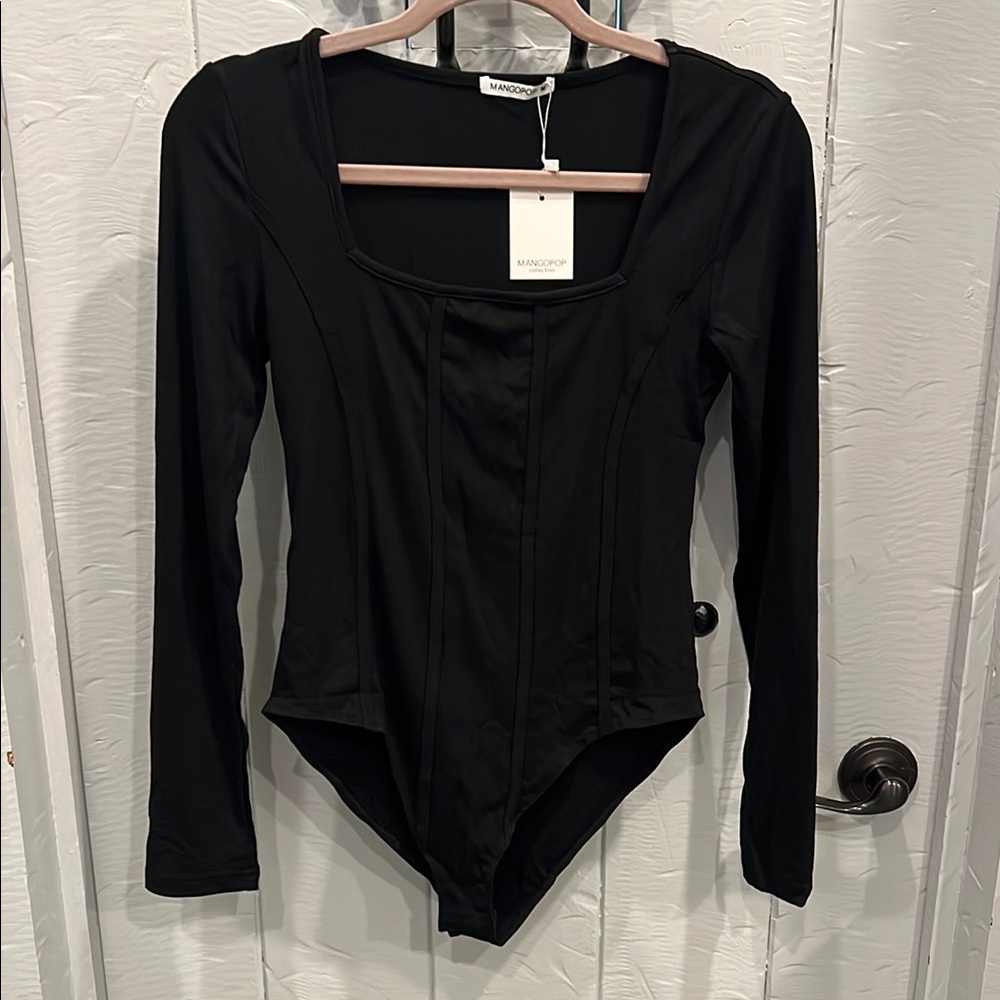 Mangopop Black Long Sleeve Bodysuit NWT